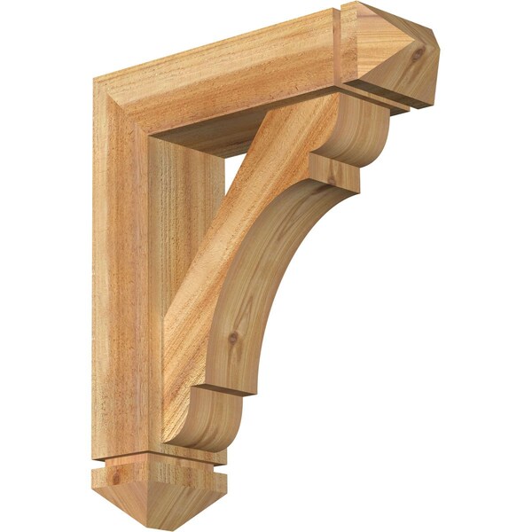 Ekena Millwork Olympic Arts and Crafts Rough Sawn Bracket w/ Offset Brace, Western Red Cedar, 6"W x 20"D x 24"H BKT0604X20X24OLY03RWR - main